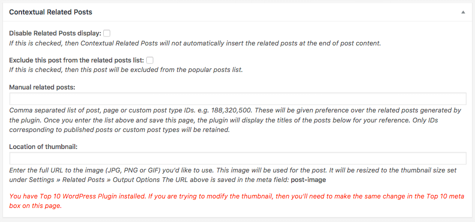 Contextual Related Posts v2.3.0 Metabox