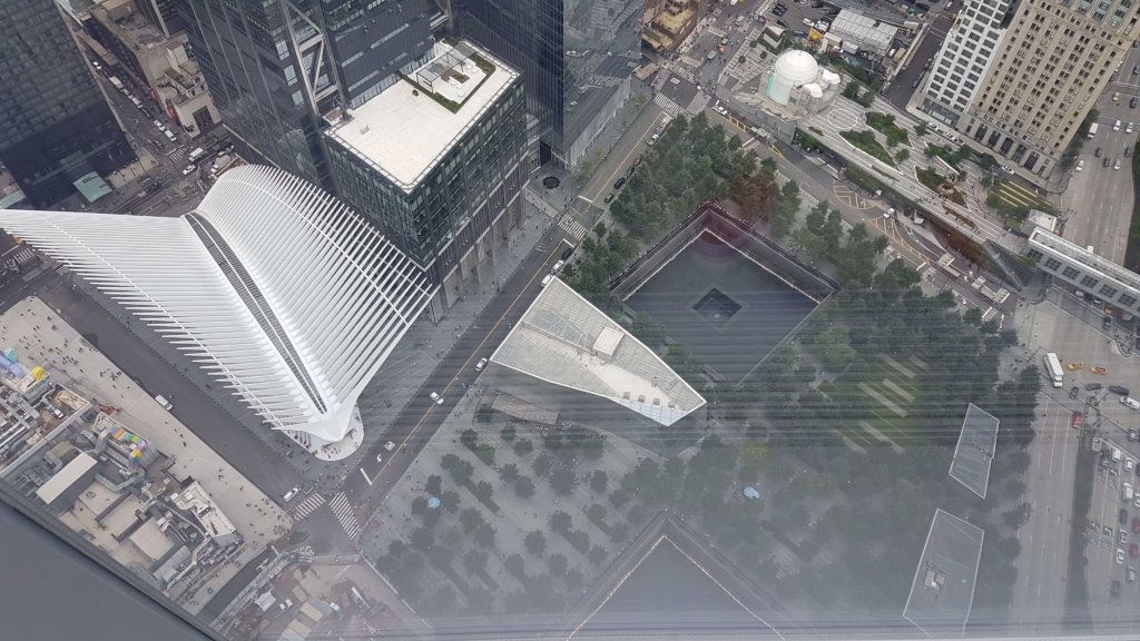 View of the Oculus and a Reflecting Pool of the Memorial from One WTC