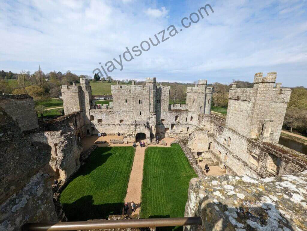 Bird's eye view of Bodiam Castle