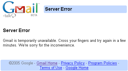 Gmail Server Error