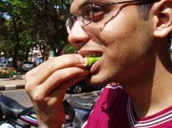 Me swallowing a paan